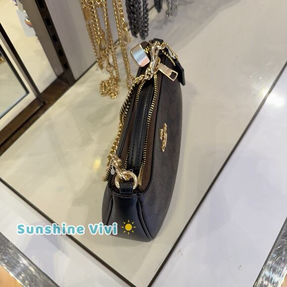 NWT Coach Teri Mini Crossbody Bag Signature Canvas CW323 Gold/Walnut/Black - Picture 6 of 9